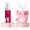 Kids U-Shaped Electric Sonic Toothbrush with Toothpaste - Pink Axolotl