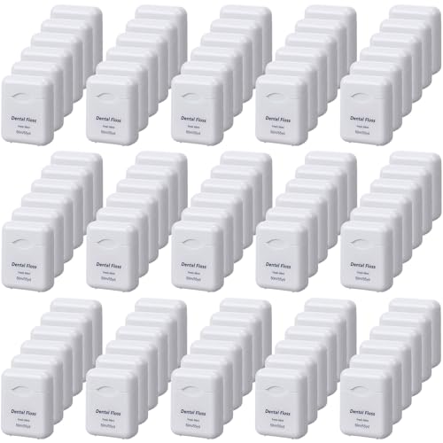 Mimorou White Dental Floss Bulk Pack of 96 - 1.5 Foot Mint Flavored Floss for Oral Care