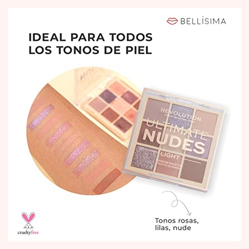 Makeup Revolution, Ultimate Nudes, Eyeshadow Palette, Light, 8.1g