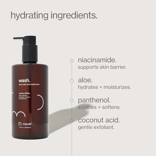 Fragrance-Free Maude Wash No. 0 - Unscented pH Balanced Body Wash & Bubble Bath with Niacinamide