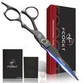 Fcoget Black Professional Japanese 440C Stainless Steel Hair Cutting Scissors 6.8 inch for Salon & Home