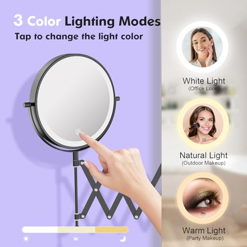 Rechargeable 8-Inch Double-Sided Wall-Mounted Makeup Mirror with 30X Magnification