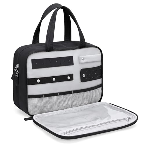 Travel Toiletry Bag,Water-resistant Makeup Cosmetic Bag with Jewelry Organizer Hanging Toiletry Bag for women Trips Camping Bathroom,Black