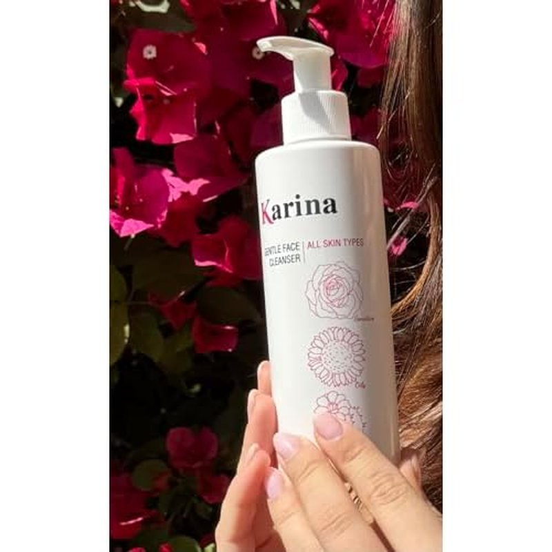 Karina Skincare - Gentle Face Cleanser - Daily Cleanser - For Clean, Fresh, Soft Skin - Removes Makeup - Aloe Vera, Rosemary, & Gingko biloba Extracts - Designed For All Skin Types - 8oz