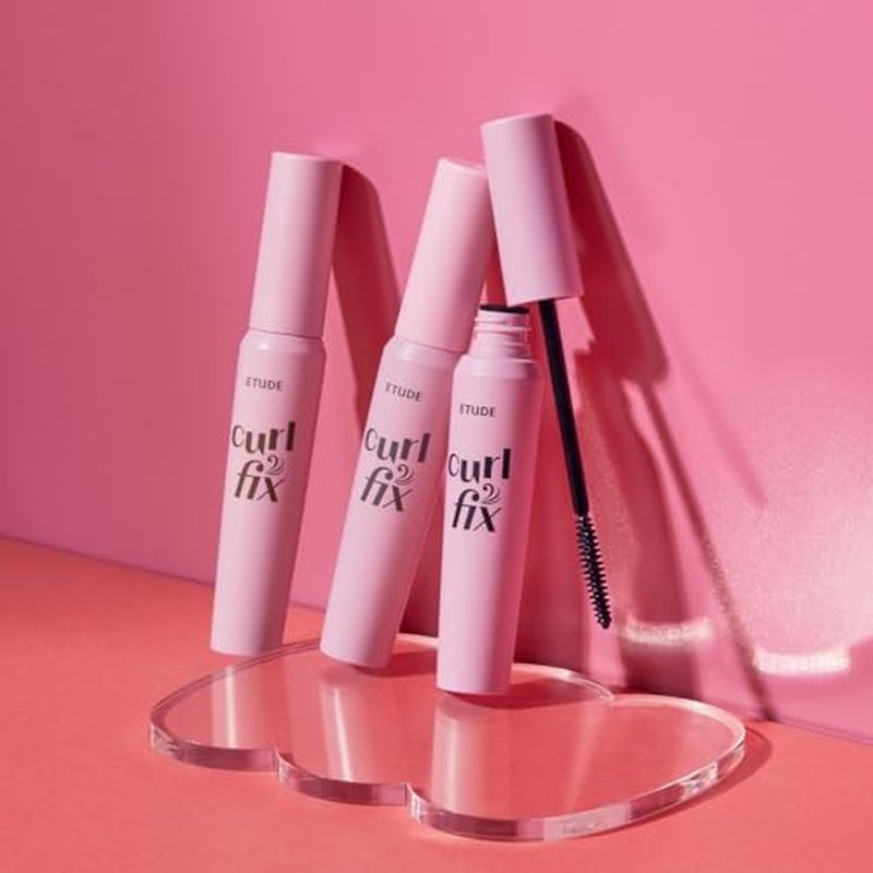 ETUDE Curl Fix Mascara, Lash Mascara, Strong Curl Up, Long-Lasting, Waterproof, Light-Weight, Korean Makeup, Beauty, Vegan Certified, Black (0.27 Fl Oz)