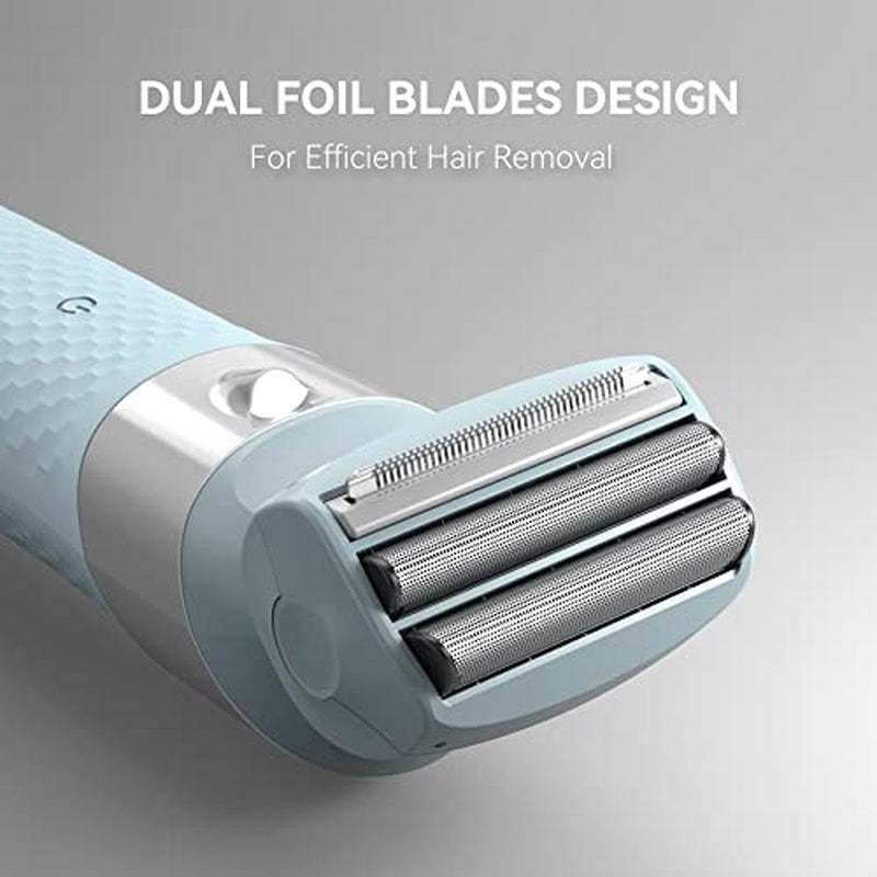 3-in-1 Electric Razor for Women,Dual-Foil Electric Shaver for Woman Face,Legs,Armpit,Rechargeable Bikini Trimmer,3-,Intimate Shaver with Illumination,Public Hair Trimmer Women (Light Blue)