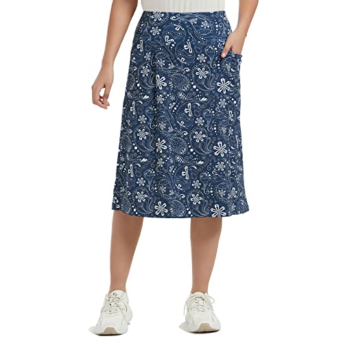 NOOYME 28" Skorts for Women with 3 Pockets Modest Knee Length Athletic Midi Skirts