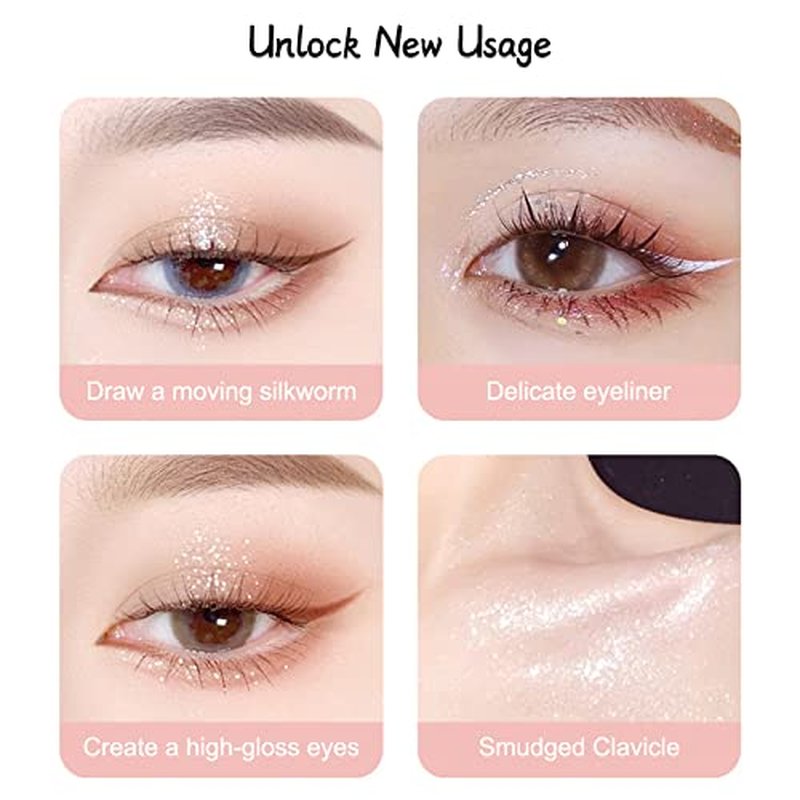 Erinde 4PCS Liquid Glitter Eyeshadow Eyeliner Makeup, Shimmer Metallic Eye Liner, Long Wearing Waterproof, Twinkle Under Eye Shadow, Loose Glue for Crystals Eye Makeup