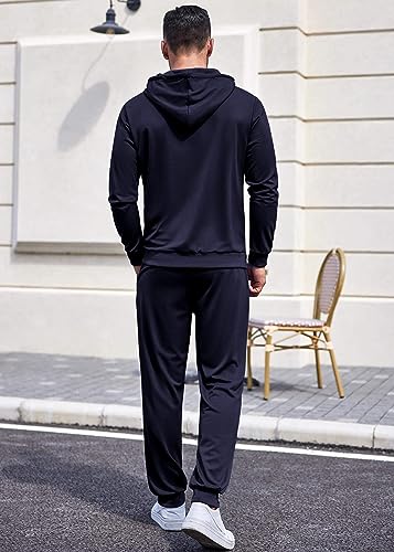 Men's 2 Piece Sweatsuit Tracksuit Navy Blue Large Casual Athletic Jogging Set