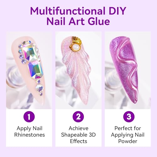 Nail Rhinestone Glue Set - 12 x 30ml Medium Viscosity Gel for Rhinestones & Charms