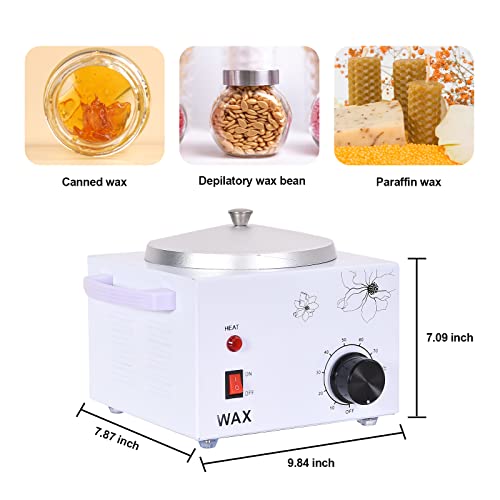 White Wax Warmer Machine for Painless Hair Removal - Large Capacity Metal Heater