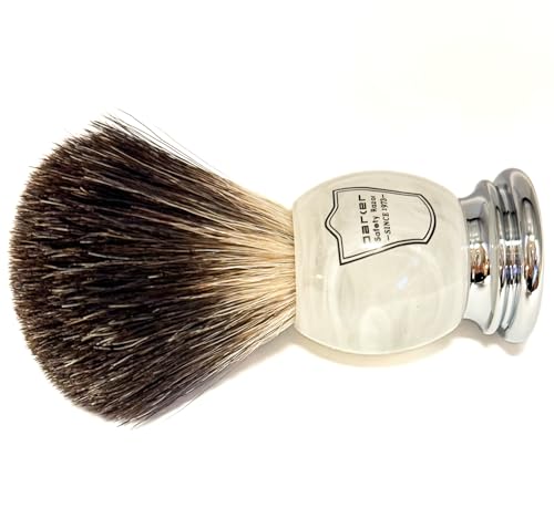 Parker 100% Black Badger Shaving Brush with Ivory Marble Handle