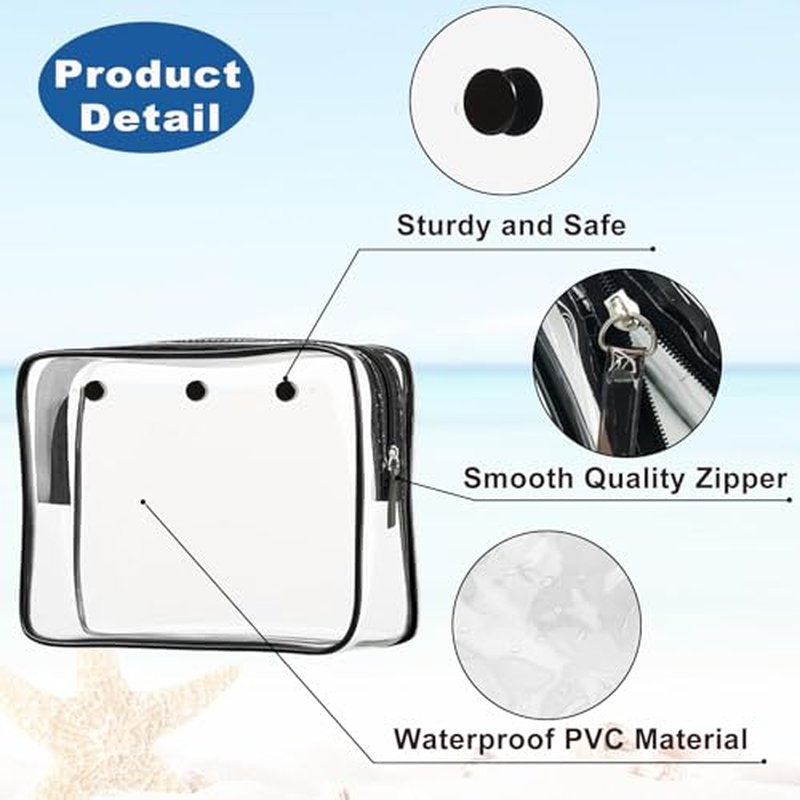 Clear Insert Bag Accessories for Beach Tote Bag, Clear Travel Storage Inner Pouch for Cosmetic, Toiletry & Makeup Brush Organizer Divider
