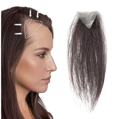 Dark Brown Triangular Human Hair Sideburns Hairpiece - 1.6x1.6x1.6 Inches