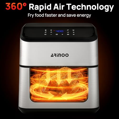 8 Qt Air Fryer with Viewing Window, 8 Presets & Recipe Book