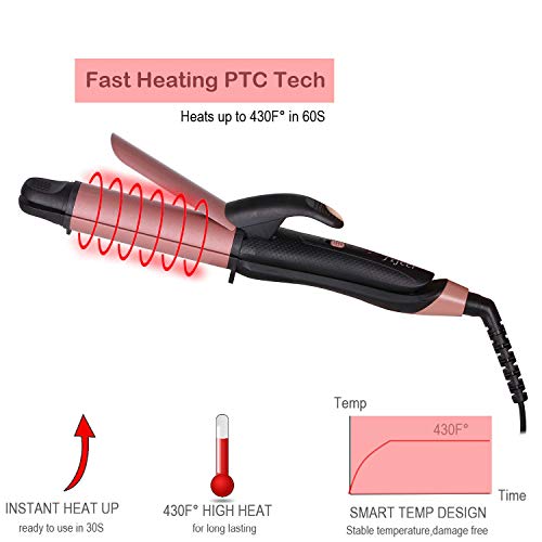 2-in-1 Travel Hair Curling Flat Iron - Dual Voltage Rose Gold