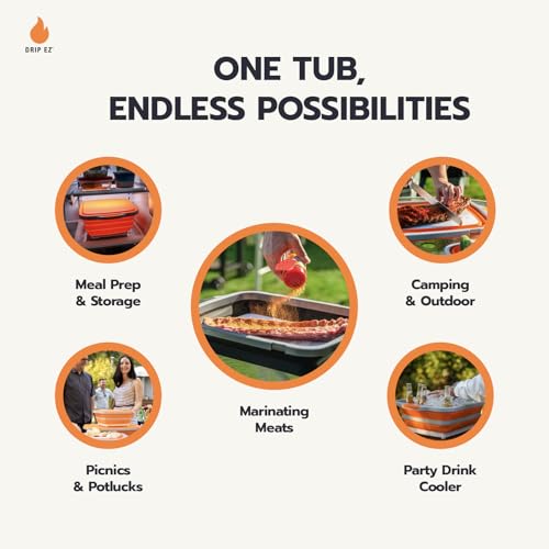 Collapsible BBQ Prep Tubs Set - Includes Cutting Board & Lid - Black, 1 OG + 1 XL