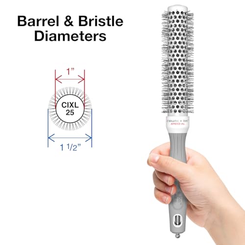 Olivia Garden Ceramic + Ion Speed XL - Extra-Long Round Thermal Hair Brush - Not Electrical - Professional Blowout Brush for Normal to Thick Hair