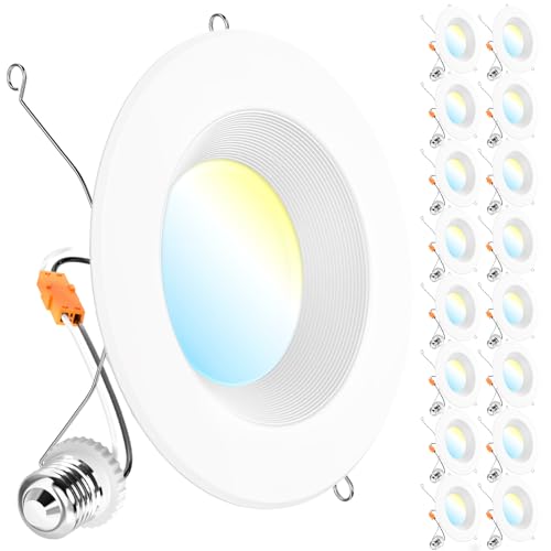 16 Pack 6 Inch Retrofit LED Recessed Lights - Dimmable, 5CCT, 13W, Baffle Trim