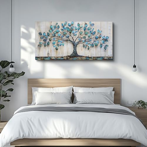 Large Canvas Wall Art for Living Room Bedroom Office - Green Tree Landscape Painting 24x48