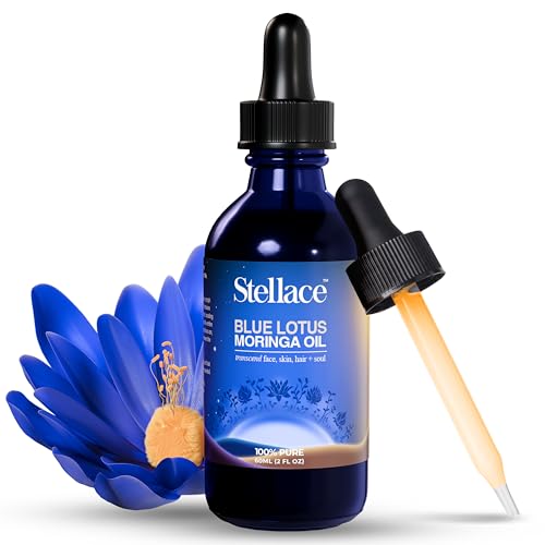 Organic Egyptian Blue Lotus Moringa Oil - 60ml - 100% Pure & Natural Extract - Premium Therapeutic Grade For Face, Body and Hair Oil - Relaxation & Advanced Skin Care