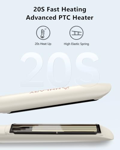 ANNLARY Beige 1 Inch Hair Straightener & Curling Iron 2-in-1 Titanium Ceramic Flat Iron