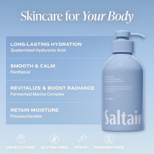 Saltair Body Wash Bundle ? Seascape & Signature Scents 2-Pack Each | Hydrating Body Cleanser with Monoi Oil & Cupuacu Butter for Women and Men