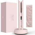 PRITECH Pink Cordless Mini Hair Straightener & Curler for Travel, Detangling & Styling
