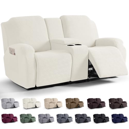 Loveseat Recliner Cover with Console - Cream, 2 Seater Fit 65-80 inch Variation of THIS listing