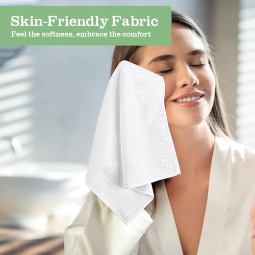 White 100 Pack Microfiber Washcloths - Soft, Durable Face Towels for Home & Spa