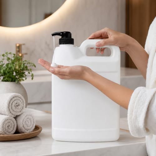 2 Pack 1 Gallon Refillable Pump Dispenser Bottles - HDPE Jugs for Soap, Shampoo, Sanitizer, and More - Made in USA