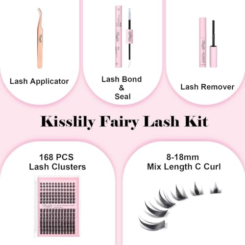 Fairy Lash Kit - Wispy DIY False Eyelash Clusters for Beginners, 8-20mm Mixed