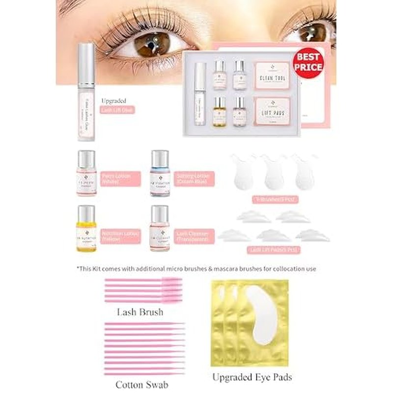 Lash Lift Kit Eyelash, Perming Full Lash Kit All in 1, Professional Eyelash Curling Lash Extension Set, Upgraded Glue Version, Semi-Permanent Lash Lifting Tools Suitable for Salon ICONSIGN