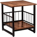 Rustic Brown Industrial End Table with Storage Shelf - 18x18 Inch Nightstand, Mini Fridge Stand, Bedside Table