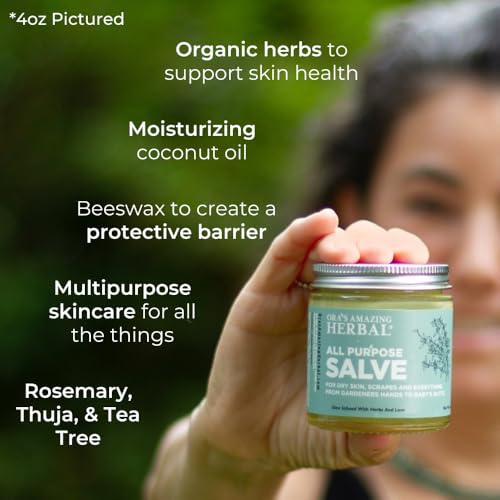 All Purpose Herbal Salve 4 oz - Healing Skin Balm with Tea Tree, Comfrey, Calendula