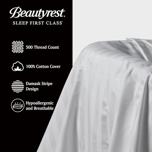 Beautyrest Queen Feather & Down Pillow Set - 2 Pack, Hypoallergenic, Cotton Cover