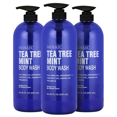 Tea Tree & Mint Body Wash with Vitamin E – Large 20.2 Fl Oz Bottles — Pack of 3