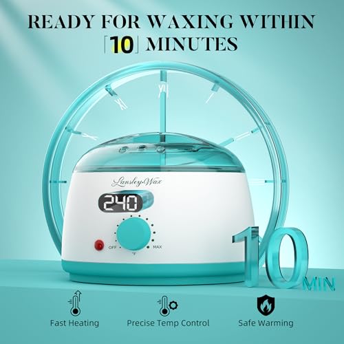 Basic Waxing Kit for Women & Men - 4 Pack Blue Green Wax Pot & Heater - Rapid Heat Up, Sensitive Skin Safe
