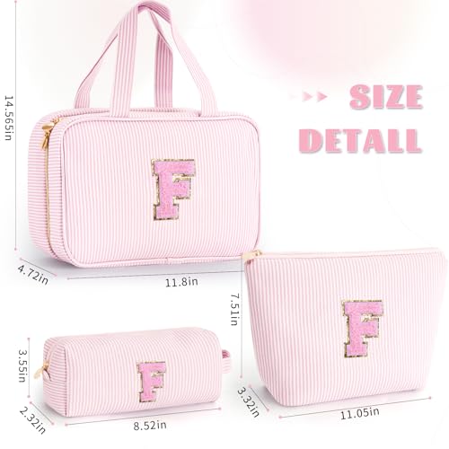 Pink Personalized Toiletry & Makeup Bag Set for Teen Girls - Fystdtote