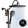 Black 12-Inch Rain Shower Head with Handheld & Filters - Luxury Spa Experience
