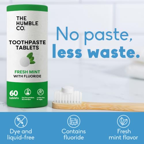 Chewable Toothpaste Tablets with Fluoride - Mint - The Humble Co. - Pack of 180