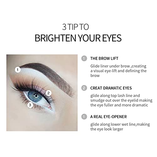 White Eyeliner Pencils, 12PCS Professional Highlighters Eye Liner Pencils Eye Brightener, White Eye Liners Makeup Waterproof Long-lasting Eyeshadows Beauty Makeup Tools for Women
