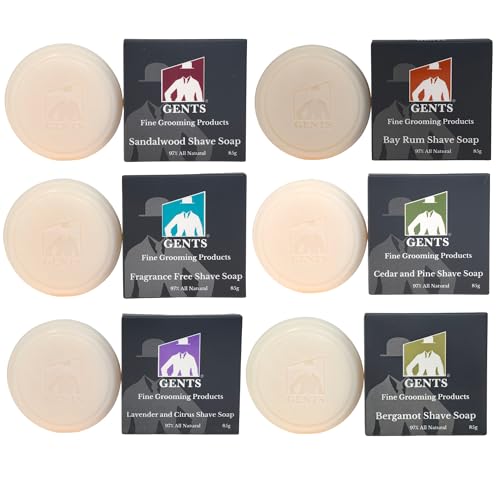 Men's Shaving Soap 97% Natural Shea & Glycerin Rich Lather 6 Pack Variety