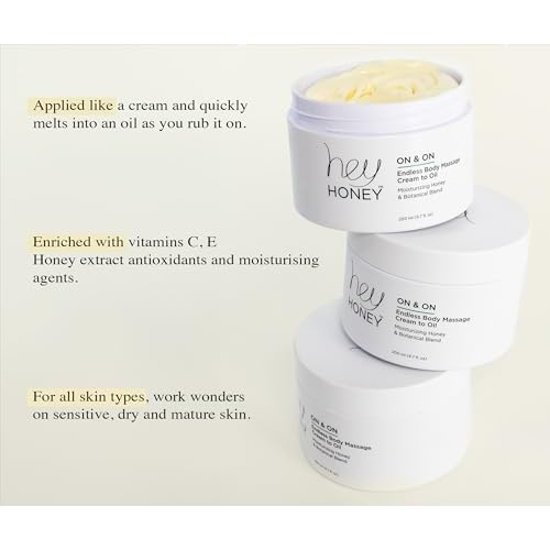 Hey Honey On and On Unique Cream to Oil Formula | Complete Body Moisturizer | Vitamin E, Vitamin C | Non-Greasy 48 Hours Active Hydration | Moisturizing Honey Extracts & Botanicals | 6.7 oz.