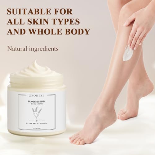 Neuropathy Cream ? Nerve Relief Magnesium Body Lotion with Natural Soothing Ingredients, Nighttime Magnesium Cream for Feet & Hands, Non-Greasy Formula, Relaxing Lavender Scent (1)