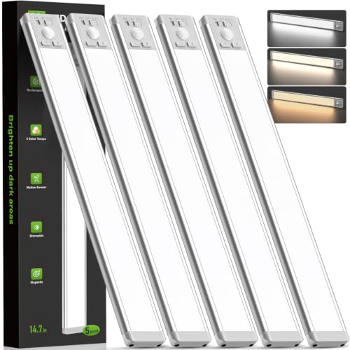 MCGOR Silver 14.7 Inch Wireless Motion Sensor Under Cabinet LED Light 5 Pack