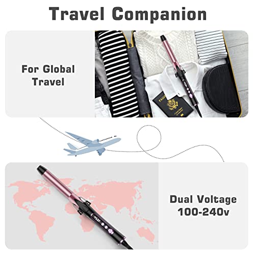 Hoson 1 Inch Curling Iron Dual Voltage Rose Gold for Loose Curls