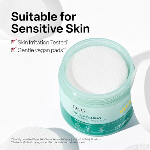 Dr. G Brightening Vita Peeling Pads - 70 Count Exfoliating Facial Pads for Skin Tone & Blackhead Removal
