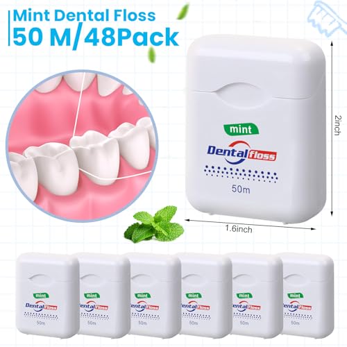 Dental Floss Bulk 72 Pcs Mint Flavored 50m White - Travel & Oral Care