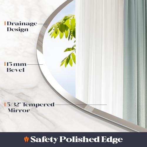 Frameless Bathroom Mirror 36 x 24 Inches Arched Wall-Mounted Beveled Vanity Mirror Variation of THIS listing